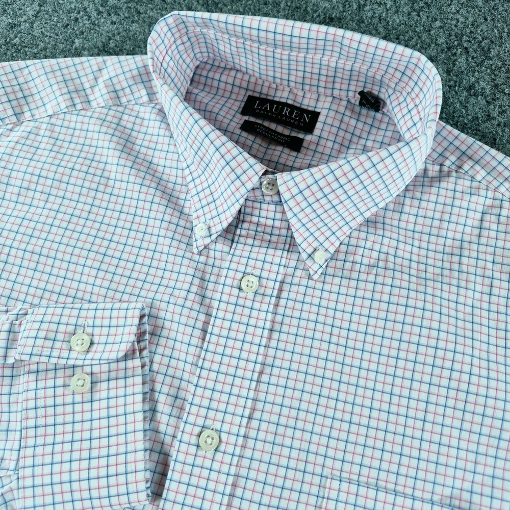 Lauren Ralph Lauren Mens Stretch Regular Fit Plaid Dress Shirt 16.5 34/35 L
